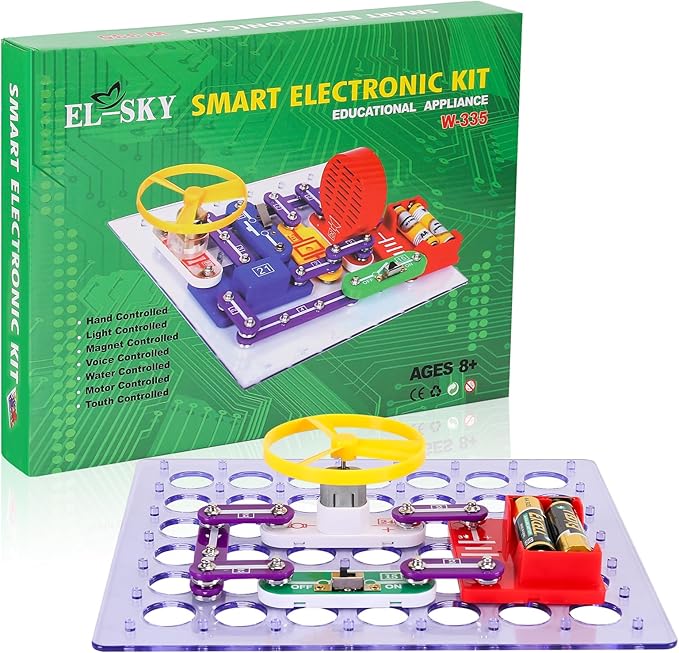 ELSKY 335 Electronics Discovery Kit - Circuits Experiments and Smart Blocks for Kids to Build DIY Electric Circuits