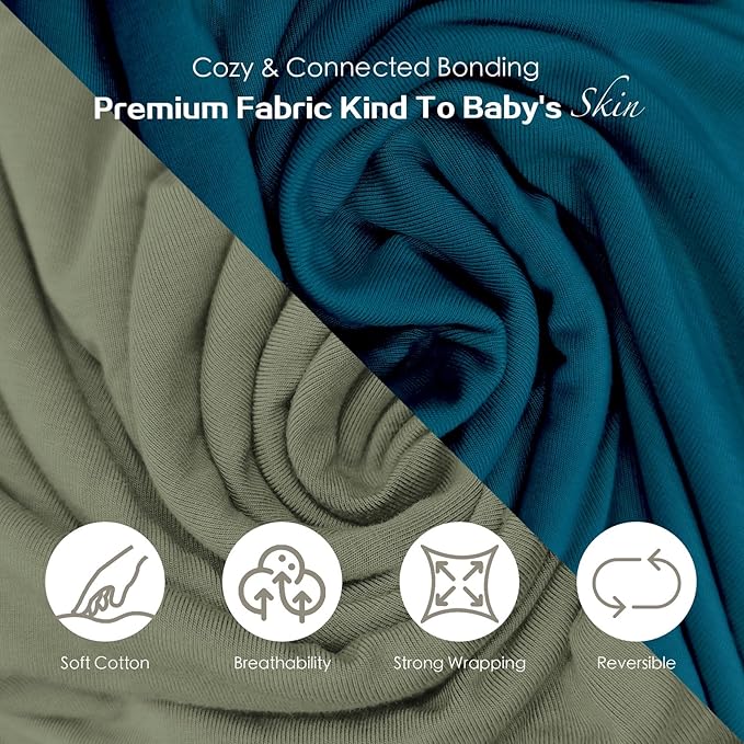 Baby Wraps Carrier, Baby Carrier Wrap Baby Wearing Wrap Newborn Wrap Carrier(7-30lbs), Baby Sling, Baby Carrier Sling for Newborn and Infant, Blue+Green