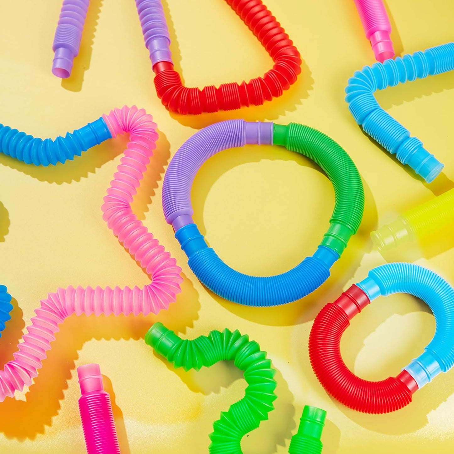 JOYIN 18 Pack Pop Tubes, Sensory Toys（Small） Fidget Tubes Party Favors - 9 Colors, Connectable and Extendable for Stress Relief - Perfect for Party, Classroom Exchange, School Reward