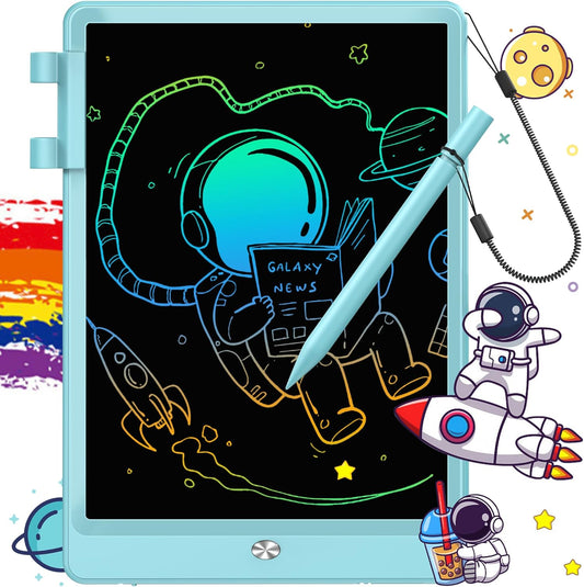 FLUESTON LCD Writing Tablet, Doodle Board Toys Gifts for 3-8 Year Old Girls Boys, 10 Inch Colorful Electronic Board Drawing Pad for Kids, Gifts for Toddler Educational Learning Travel Birthday, Blue