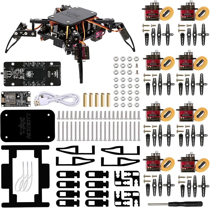 ACEBOTT STEM Robotics Science Kits for Adults, ESP8266 Spider Robot Building Kit, App Remote Control, Walking Crawling Fun Educational Toy for 12 + Year Old Boys, Girls, Teens, Adults Unique Gifts