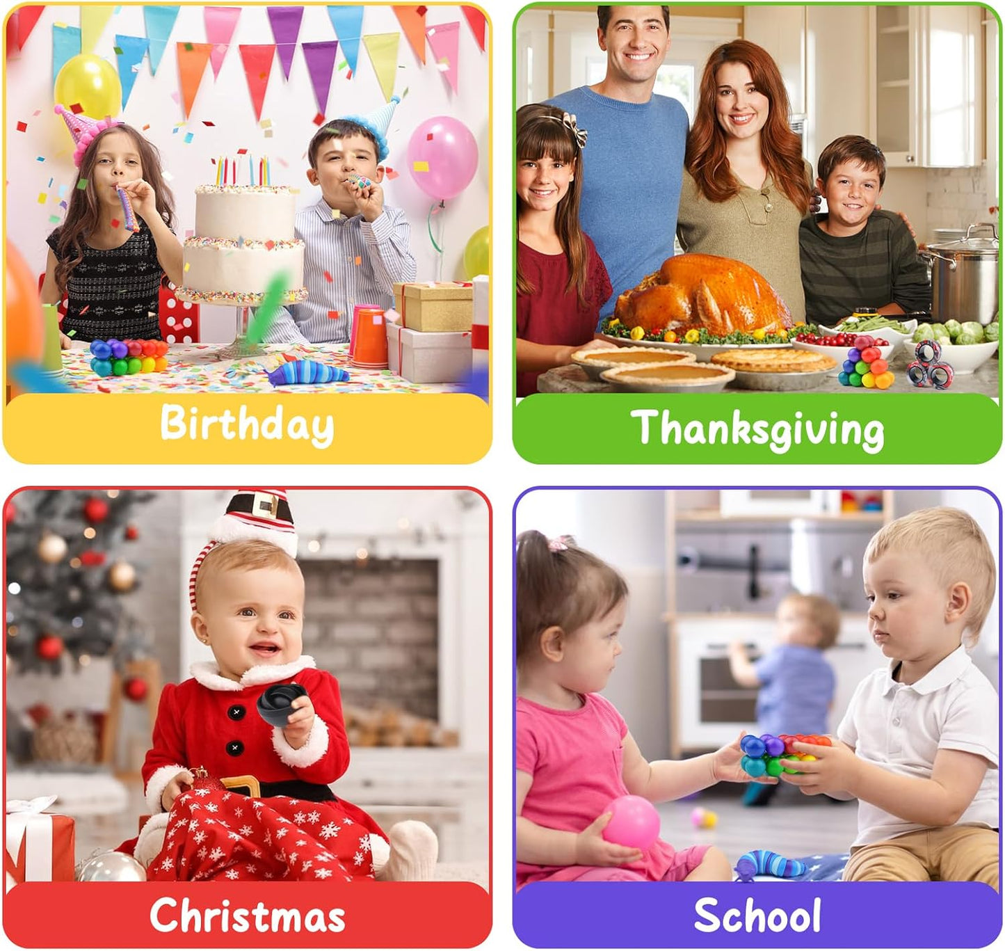 Cevioce 15Pcs Fidget Toys Adults Pack,Autism Sensory Toys with Fidget Spinner Slug Magnetic Rings,Squishy Figette Toys,Cool Gadget for Boys Teens ADHD Stress Relief,Basket Stuffer for Kids(BBB)