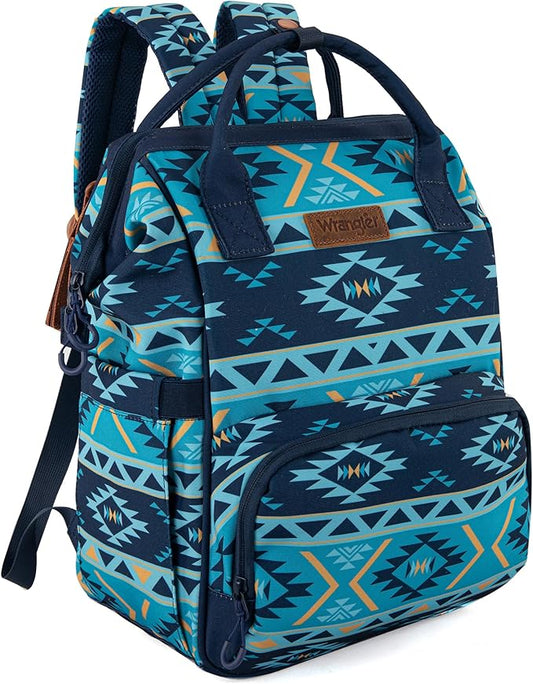 Wrangler Aztec Backpack Organized Daypack Travel Baby Bag with Stroller Strap and Side Bottle Pockets WG2204-9110NY