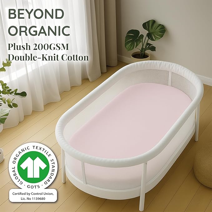 SNOO Compatible GOTS Organic Bassinet Sheets - Aegean Heritage Turkish Cotton 200 GSM - Feel The Quality at First Touch - Halo Bassinet / 100% Cotton SNOO Smart Sleeper Mattress (2 Pack) Boy & Girl