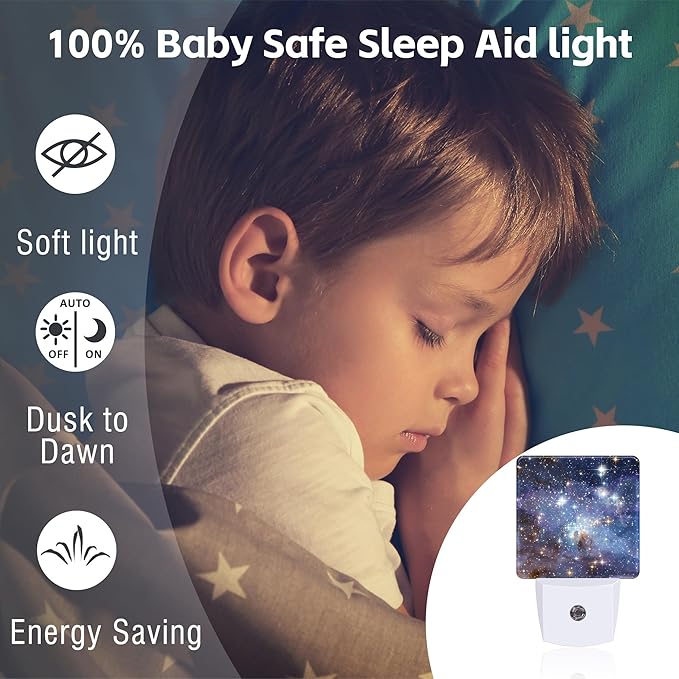 Deep Universe Nebula Night Light Plug into Wall, Galaxy Space with Stars Dusk to Dawn Night Light Plug in,0.5w Energy Saving Sleep Friendly NightLight for Kids Boys Girls Home Decor