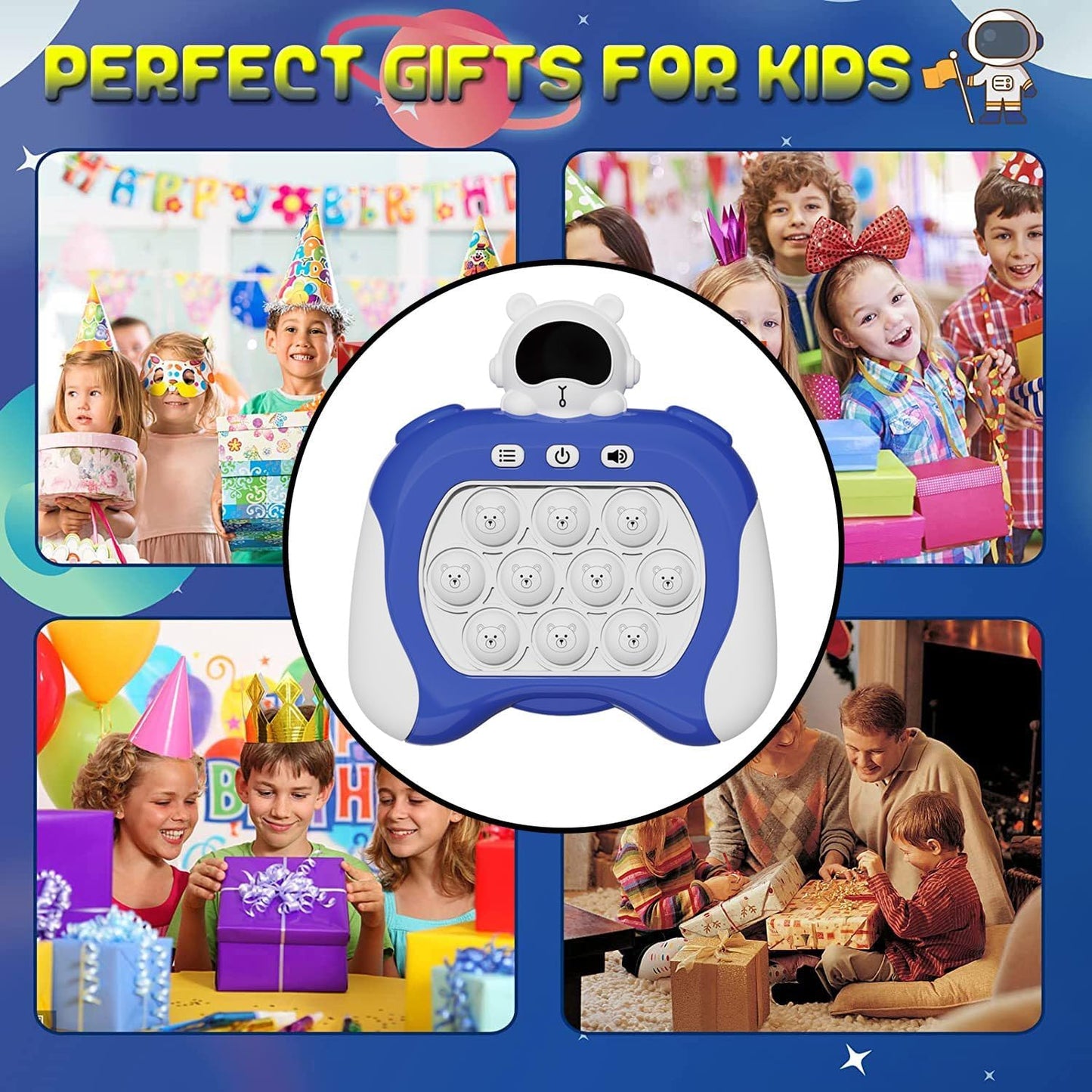 Fast Quick Push Bubble Pop Fidget Toy, Electronic Light Up Game Console, Cool Birthday Present for 6 7 8 9 10-12 Year Boys and Girls Pop Up Stress Relief Toy, Concentration Speed Puzzle Game for Kids