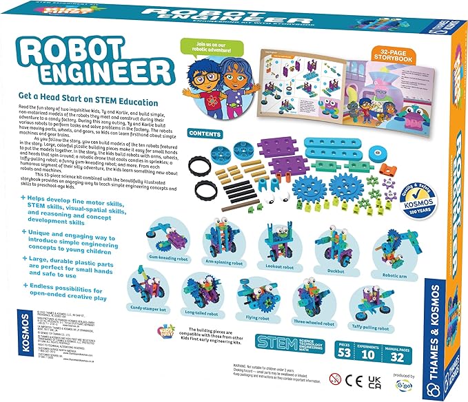Thames & Kosmos Kids First Robot Engineer STEM Experiment Kit for Young Learners | Build 10 Non-Motorized Robots | Play & Learn with Storybook Manual | Parents’ Choice Gold Award Winner