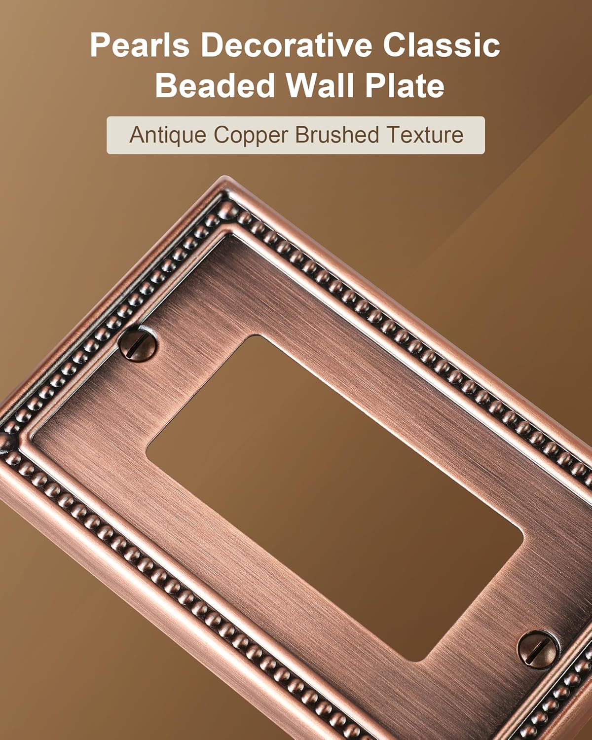 4-Pack Decorator Outlet Cover Plate, Decorative Switch Plates and Outlet Covers, Antique Copper Metal Wall Plates for Electrical Outlets, Receptacle, GFCI Outlet, Dimmer Switch