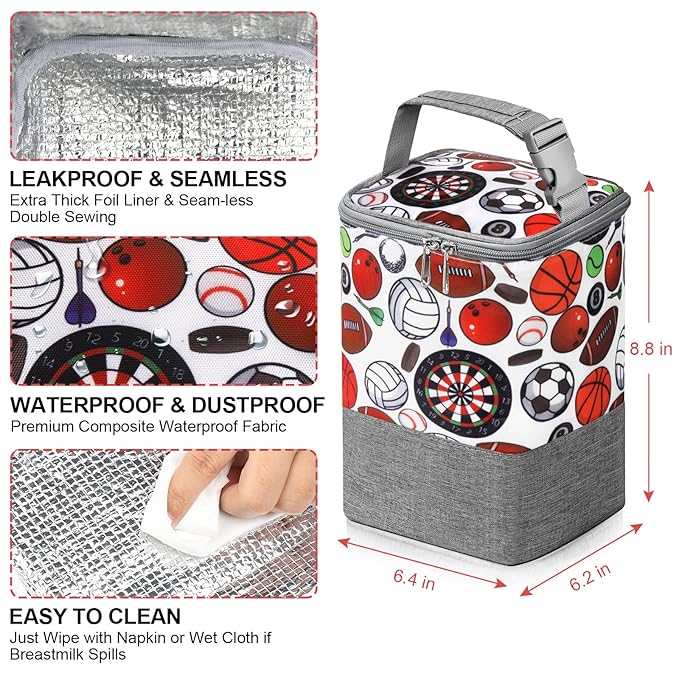 Accmor Breastmilk Cooler Bag, Baby Bottle Cooler Bags, Insulated Bottle Cooler Tote Bags On The Go, Fits 4 Large 8oz Bottles, for Nursing Mom Daycare Travel