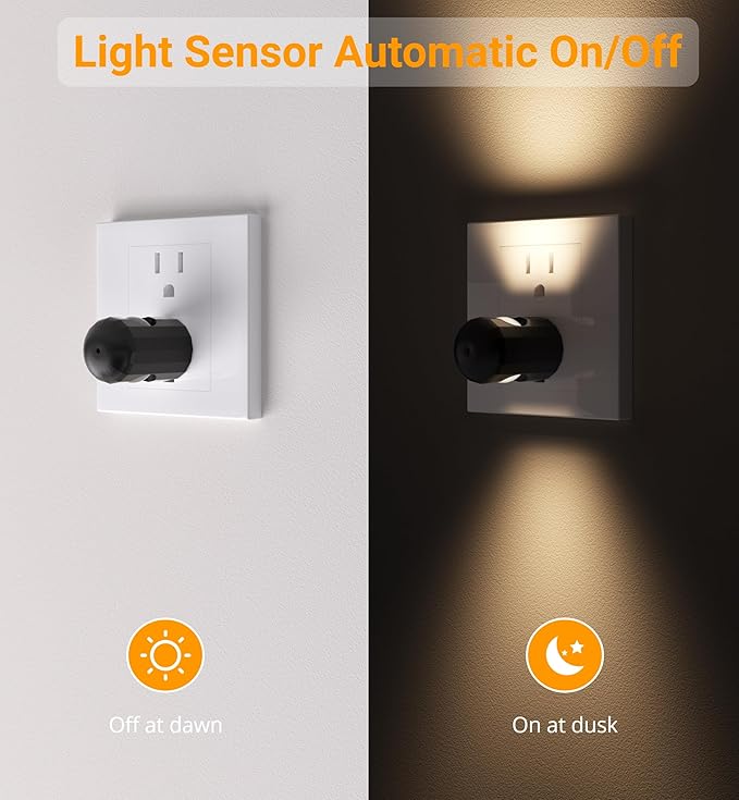 Plug-in LED Night Lights,Dusk to Dawn Sensor,2700K,Bedroom, Hallway, Bedroom,Kitchen, Stairways, Non-Dimmable,6 Pack