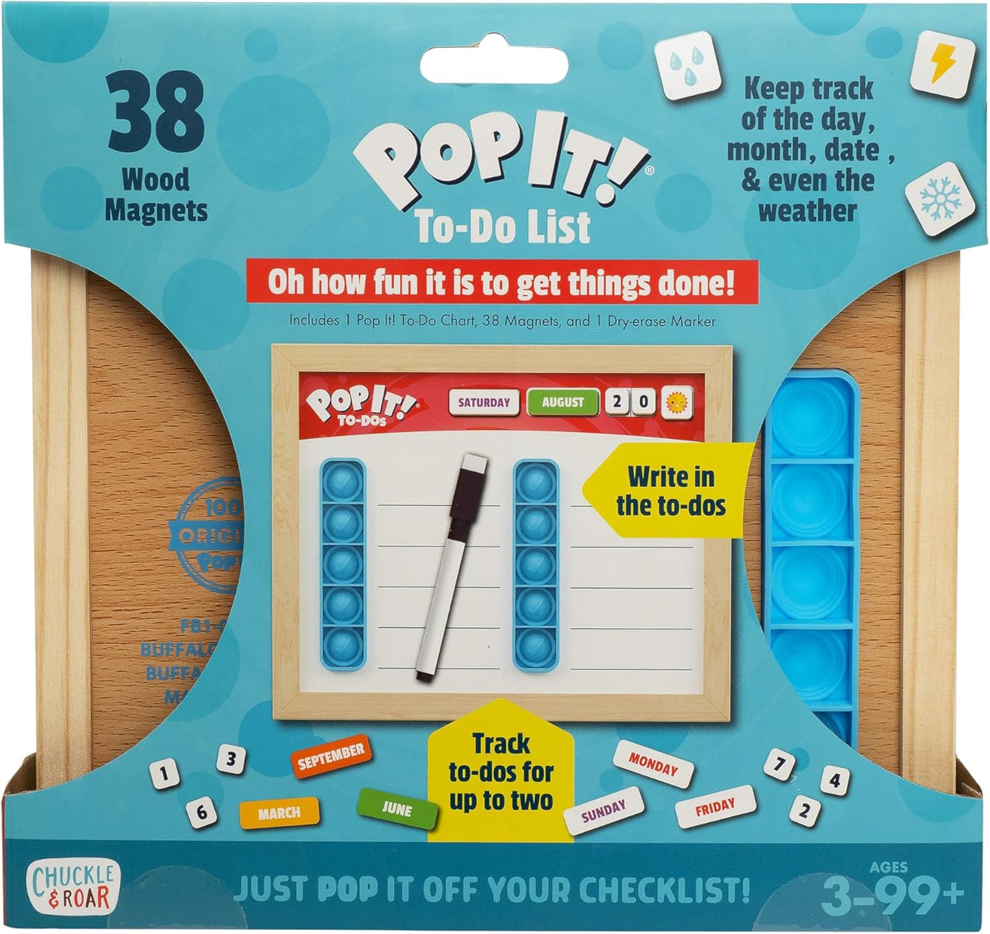 Chuckle & Roar - Pop It! to-Do-List - Imaginary Play for Toddlers - Tactile Fun for preschoolers - Fidget Toy - Great for Ages 3 and up