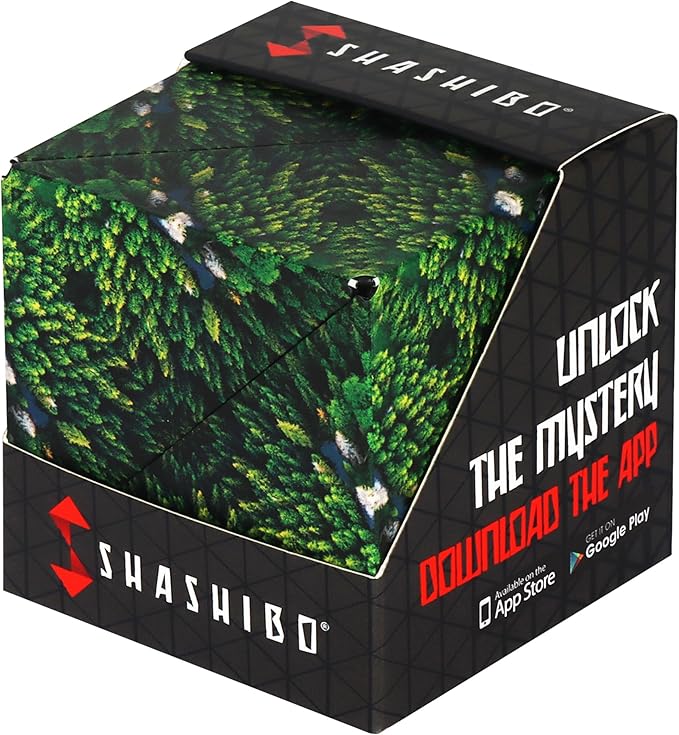 SHASHIBO Shape Shifting Box - Award-Winning Fidget Toy w/ 36 Rare Earth Magnets - Fidget Cube Transforms Into Over 70 Shapes, Sensory Toy Gift for Kids, Teens, and Adults (Wild Series - Forest)