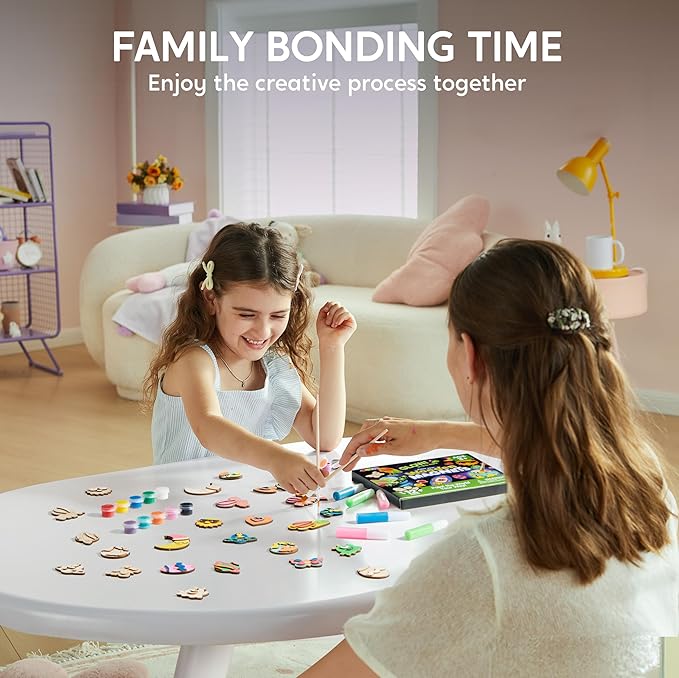 JOYIN 12 Glow in The Dark Wooden Magnets for Kids, Paint Your Own Arts and Crafts Painting Kit, Halloween Crafts Birthday Parties and Family Crafts Gift, Party Favors for Boys Girls Ages 3+