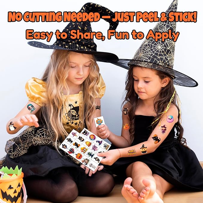 JCFIRE Halloween Temporary Tattoos for Kids, 160 Styles Halloween Party Favors, Treat or Trick Supplies, Crafts for Goodie Bag Stuffers, Birthday Party Decorations Accessories, Games, Toys, Gifts