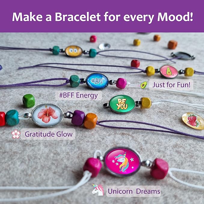 Chalk and Chuckles Bracelets Art and Crafts for Kids | DIY Bracelet Jewelry Kit for Kids Ages 7+ | Creative Gifts for Girls and Boys 7, 8, 9, 10, 11,12 Years | 8 Bracelets | Creative Art