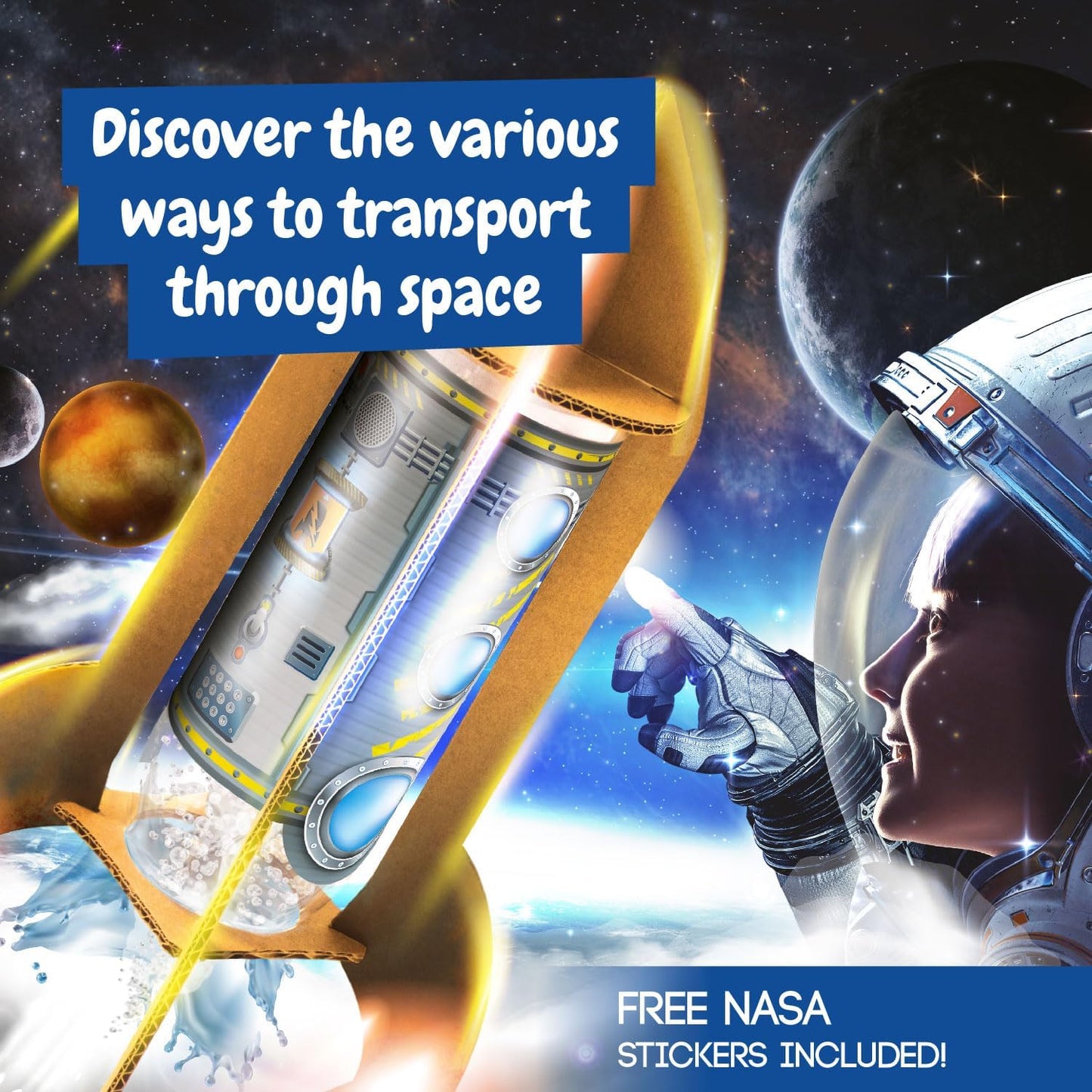 Science4you NASA Super Rocket Launcher - Space Game with 13 Experiments for Kids, Make Your Own Scientific Rockets and Launch Them up to 20 Metres High, Gift for Boys and Girls 8+ Years Old