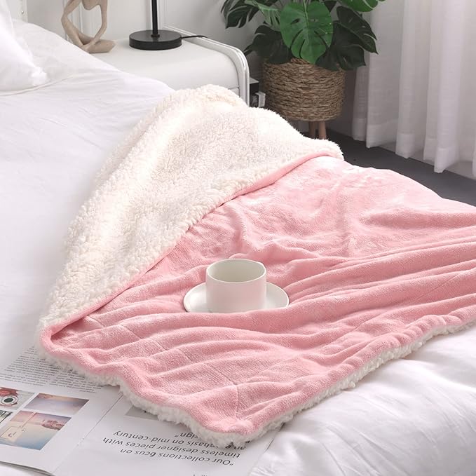 NANPIPER Baby Sherpa Blanket,Warm Toddler Throw Blanket,Soft Newborn Fleece Blanket for Winter (Pink,30x40 inches)