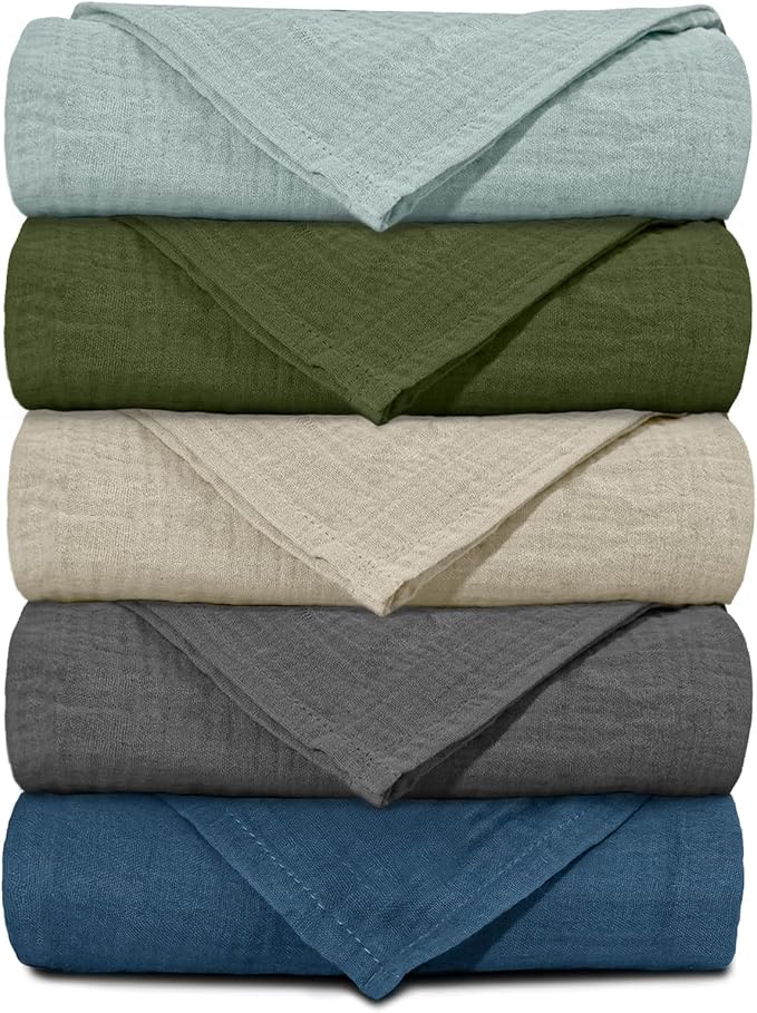 Muslin Receiving Blankets, Neutral Blanket Swaddling for Newborn Boys and Girls, 5 Pack Breathable and Skin-Friendly Swaddle Wrap for Infant Baby (Graceful Colors)