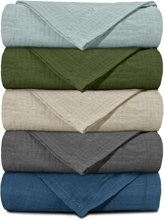 Muslin Receiving Blankets, Neutral Blanket Swaddling for Newborn Boys and Girls, 5 Pack Breathable and Skin-Friendly Swaddle Wrap for Infant Baby (Graceful Colors)