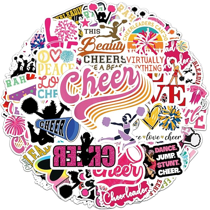 110PCS Cheer Stickers, All Vinyl Waterproof Cheerleader Decals, Perfect Cheer Gifts for Cheerleader Girls Cheer up, Motivational Positive Stickers for Water Bottles Laptop Computer Luggage Cup