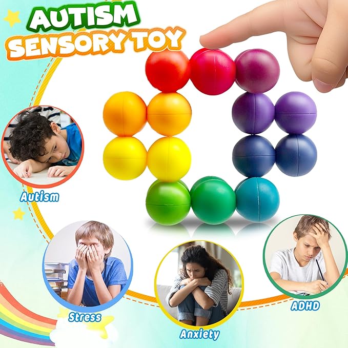 Autism Sensory Toy for Autistic Toddler Kids, Counselor Calm Down Pre-K Classroom Treasure Box Airplane Travel Activities Road Trip Fidget Ball for Age 3-5 5-7 3-4 4-8 Christmas Stocking Stuffer Gift