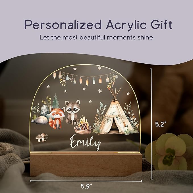 Baby Gifts Personalized/Baby Boy Items Newborn Essentials/Unique Baby Bear Night Light/Customized Name Light for Bedroom