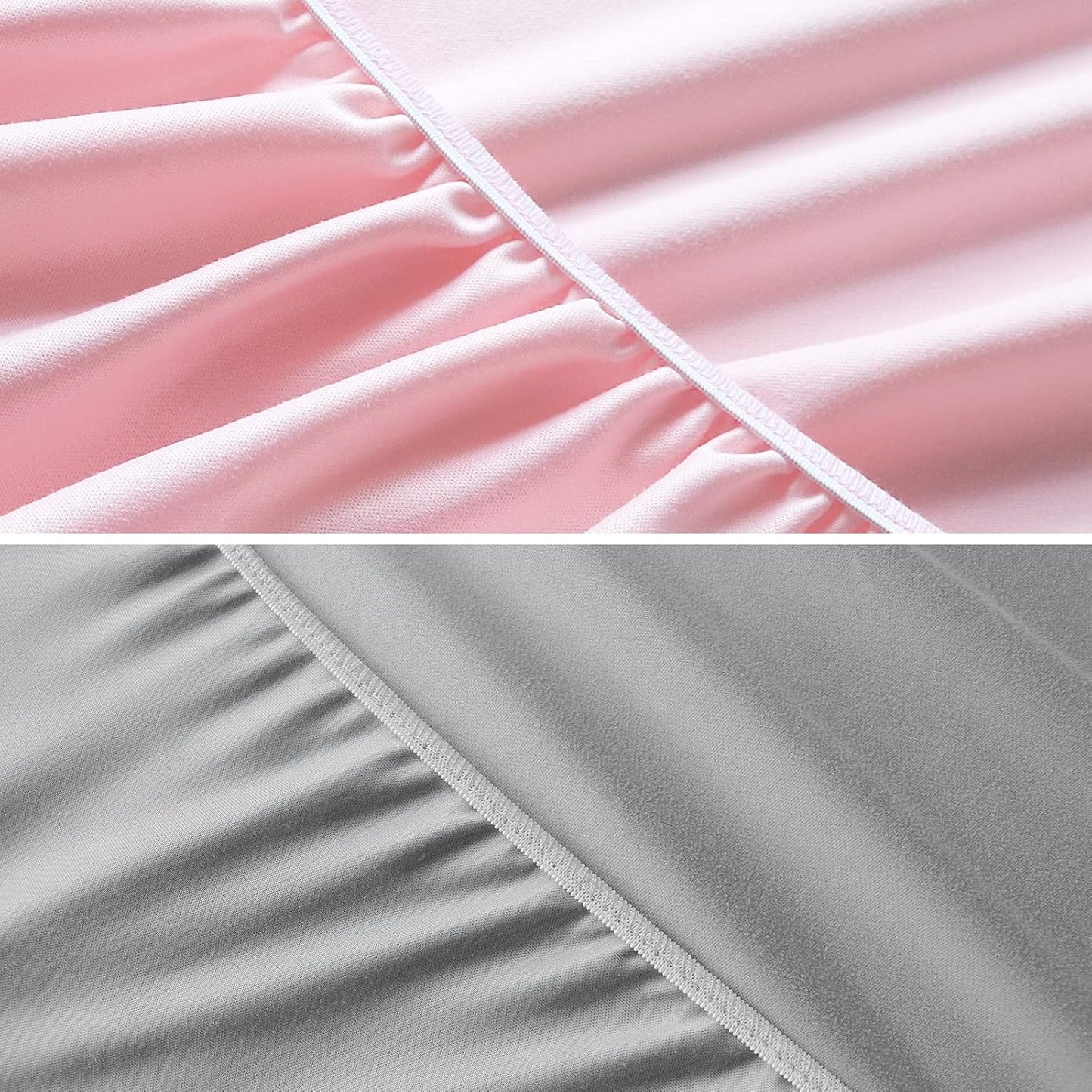 Waterproof Bassinet Sheets Fit for Halo, Dream on Me, Ingenuity, Fisher Price, Delta, Graco and Other Oval Bassinet Mattress, 2 Pack, Ultra Soft Microfiber Sheets, Grey & Pink