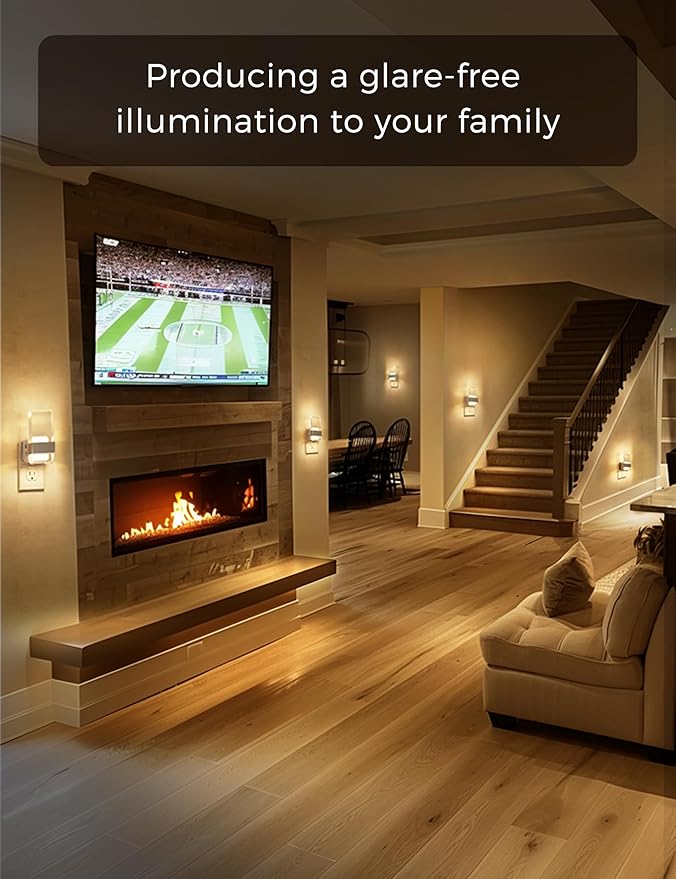 L LOHAS LED Night Light, Night Lights Plug Into Wall, Dusk-to-Dawn Sensor Decorative Night Light, 0-100LM Dimmable Nightlights, Wall Sconce-Style Acrylic Nitelight for Bathroom, Hallway,Gift, 1 Pack