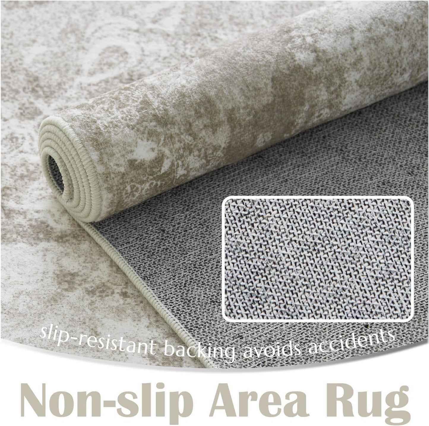 jinchan Floral 2x3 Rug for Entryway - Vintage Washable Area Rug Ultra-Thin Low Pile Soft Small Non-Slip Distressed Indoor Doormat Accent for Entrance Kitchen Bedroom Bathroom (2x3ft,Brown)