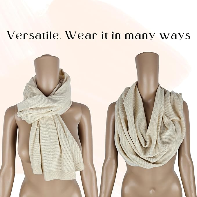 Peekaboo Knit Breathable Nursing Cover Up For Breastfeeding - Soft Organic Cotton & Cashmere Breast Feeding Covers For Women - Privacy Feature - Includes Mesh Laundry Bag (Beige)