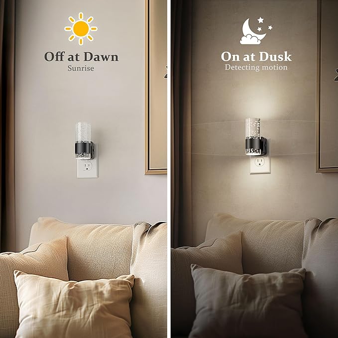 JandCase Night Light, Night Lights Plug into Wall,2 Pack LED Nightlight with Adjustable Brightness, 5000K，Automatic Night Light Plug in with Auto Light Sensor for Bathroom Hallway Room Decor