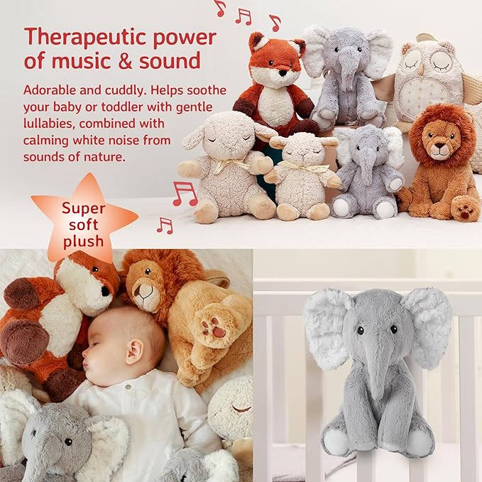 Cloud b Sound Machine with White Noise Soothing Sounds | Cuddly Stuffed Animal | Adjustable Settings and Auto-Shutoff | Elliot Elephant™