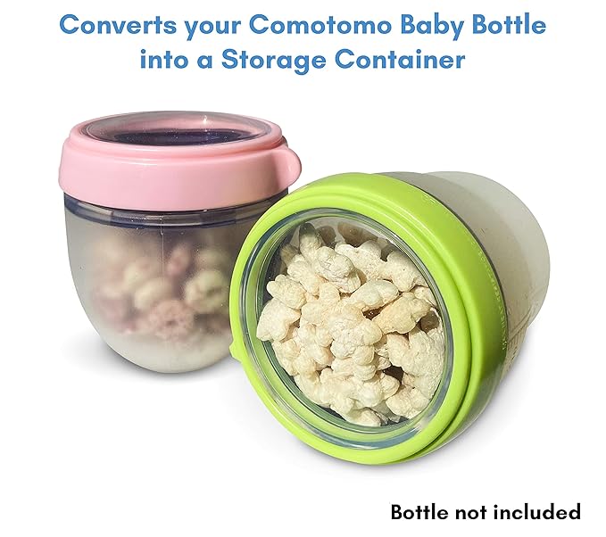 Comotomo Silicone Storage Lids 4-Pack | Food Grade | Travel Lids | Converts Baby Bottle to Snacks or Milk Container | Leak Proof