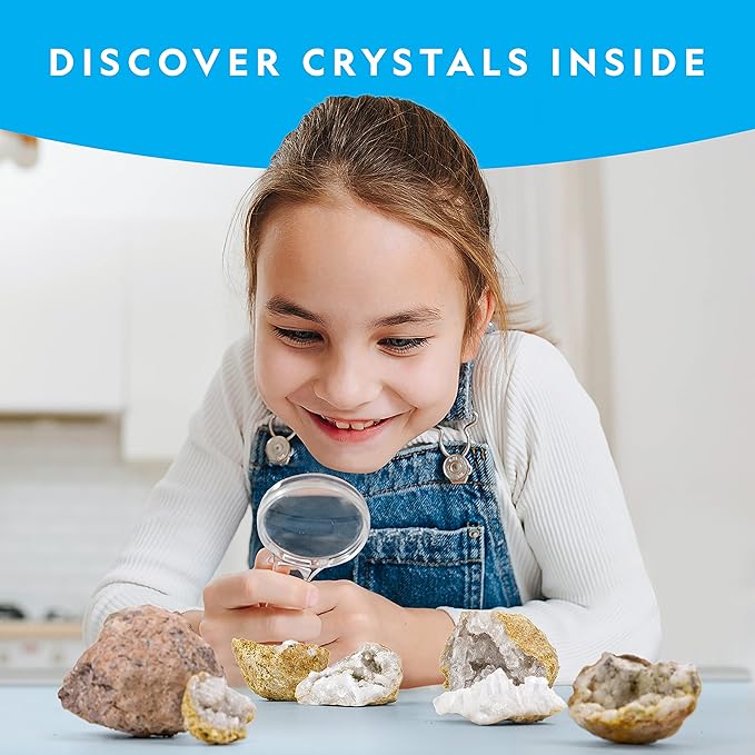National Geographic Break Open 10 Premium Geodes – Includes Goggles & 2 Display Stands - Great STEM Science Kit, Geology Gift for Kids, Break Your Own Geodes with Crystals