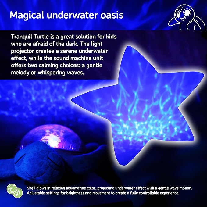 Cloud b Ocean Projector Nightlight with White Noise Soothing Sounds | Adjustable Settings and Auto-Shutoff | Tranquil Turtle - Pink