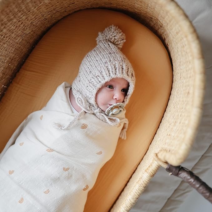 mushie Extra Soft Bassinet Muslin Crib Sheet | 30" x 16" (Fall Yellow)