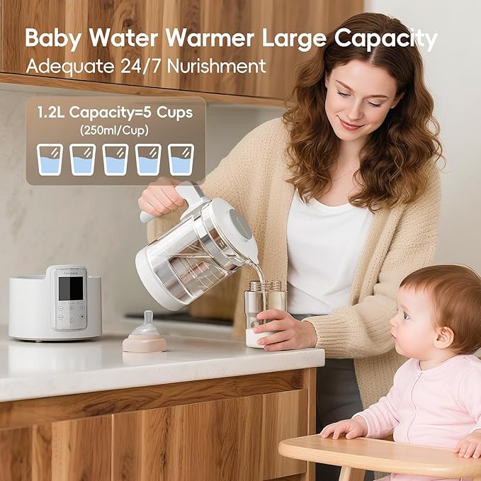 Instant Water Warmer, Baby Bottle Warmer with Faster Cooling Fan and LCD Display, Baby Milk Warmer, Electric Kettle with 6 Temperature Control Presets, Breastmilk Warmer, Boil Tea, Coffee
