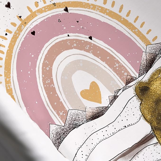 JumpOff Jo - Hypoallergenic Fitted Bassinet Sheet for Baby Boys & Girls - Rectangular, Hourglass & Oval Crib Compatible, Soft, Breathable, Machine Washable - Rainbow Bears