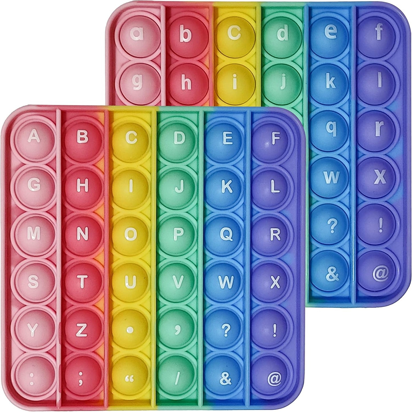 Alphabet Pop Fidget Toy Letters ABC Numbers Learning and Educational Toys Square Sensory Toys Popper Games Stress Relief Gifts for Kids Macaron 2 Packs Single Side(Uppercase and Lowercase Letters)
