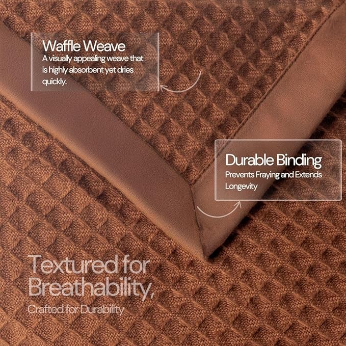 Salt Earth GOTS Certified 100% Organic Cotton Throw Blanket, 60" X 80" Blankets & Throws for Bed, Throw Blanket for Couch,Modern & Cozy Blanket, All Season Waffle Blanket, Soft Blanket (Potting Soil)