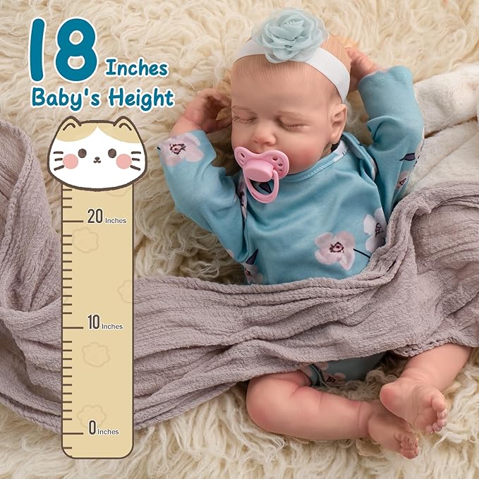 Jirachi Realistic Reborn Baby Dolls Girl, 18-inch Sleeping Lifelike Reborn Baby Dolls Soft Body Cute Newborn Baby Doll with Toy Accessories Gift for Kids Age 3