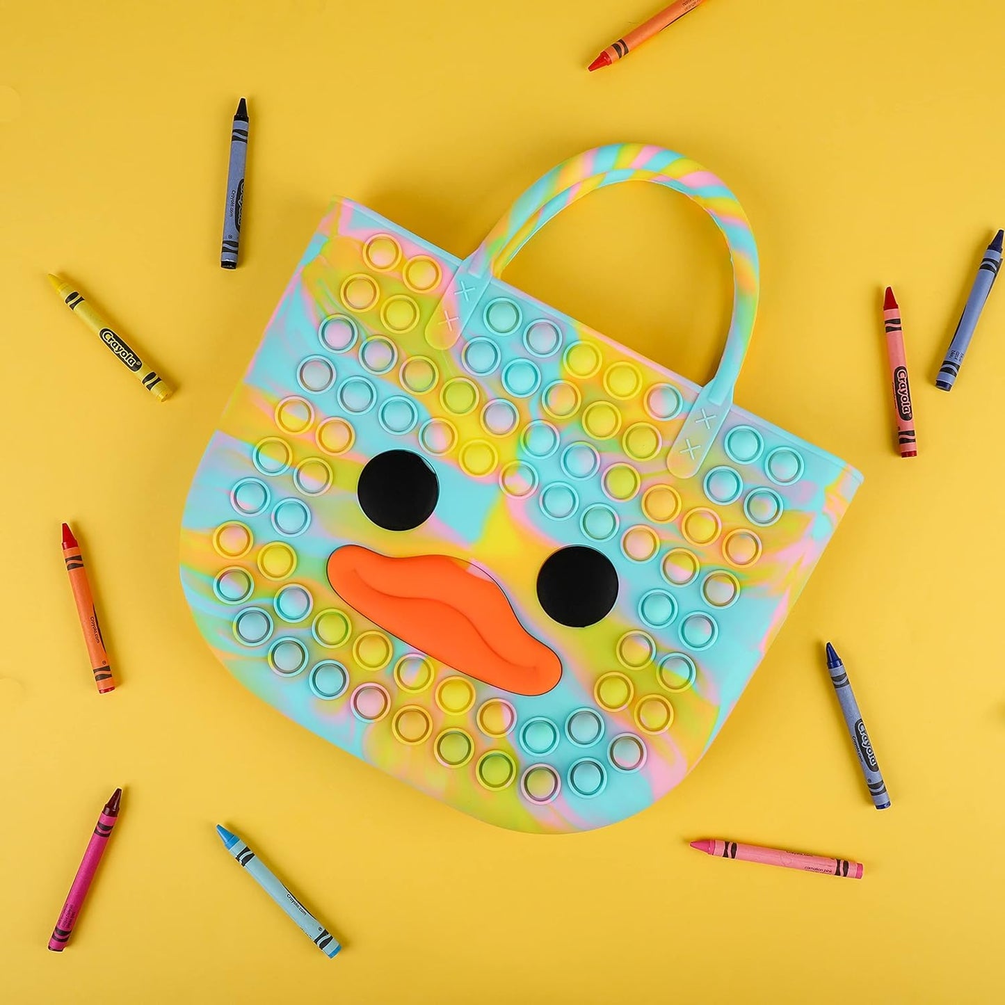 BABANA Fidget Purse for Girls - Bubble Push Pop Bag with Crazy Eyes, Silicone Fidget Handbag Toy for Kids | Birthday, Easter