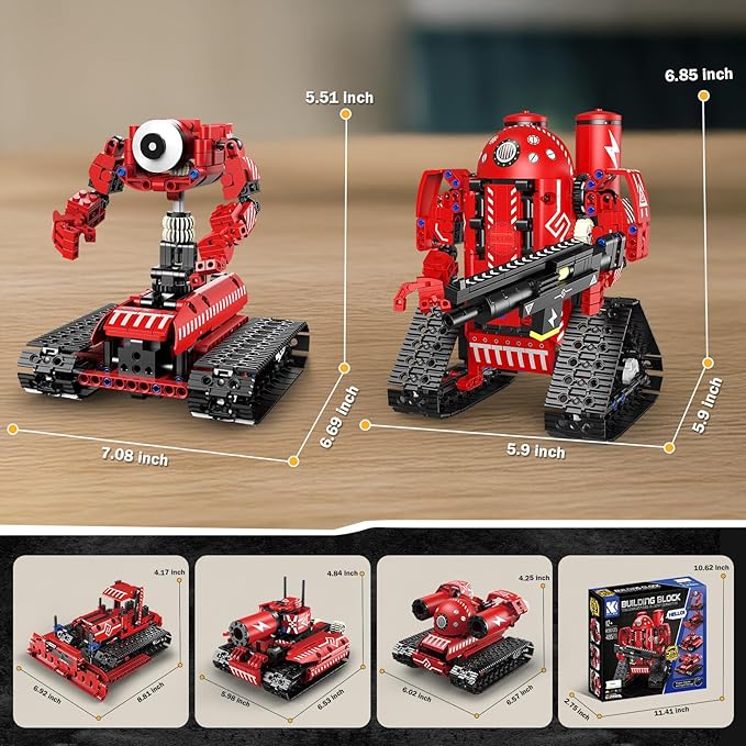 STEM Robot Building Kit for Boys Age 8-16, 5 in 1 Remote Control Robot Toys with 495 Pieces, Engineering Science Birthday Gifts for Kids Teens 8 9 10 11 12 13 Years Old