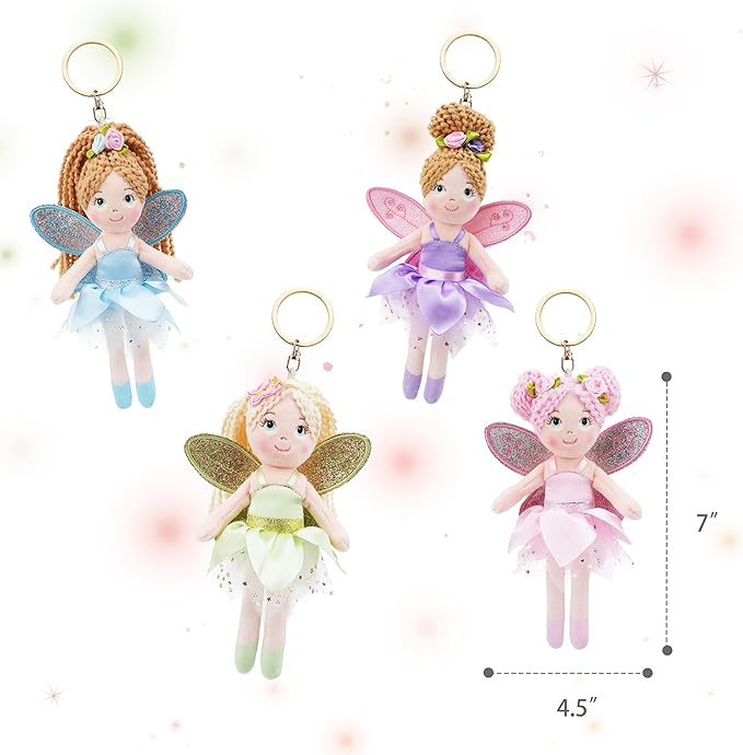 June Garden 7" Enchanted Garden Fairy Doll Nixie - Plush Soft Keychain - Bag Charm Gift for Girls - Green