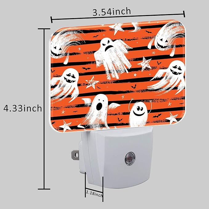 Halloween Funny Ghost Night Light for Kids Girls Boys, Halloween LED Night Light Plug into Wall with Dusk to Dawn Sensor for Bedroom, Hallway, Kitchen, Bathroom, Stairs Decor