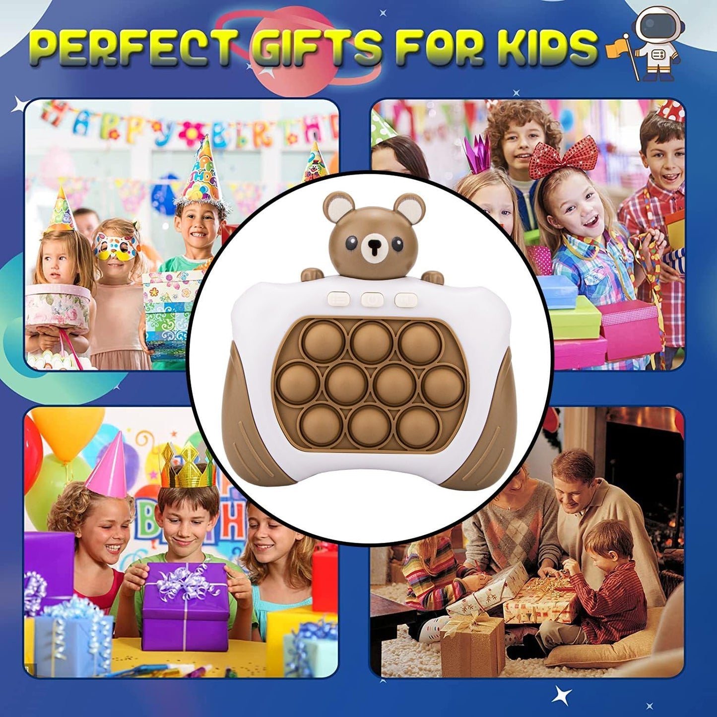 Fast Push Bubbles Pop Fidget Toy It Game, Quick Push Light Up Pop Interactive Sensory Toy, Fast Push Button Game for Kids Adult, Stress Relief Handheld Game Present Toy for 3 4 5 6 7 Years Boy Girl