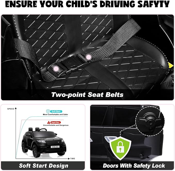 TOBBI 12V Ride On Car,Licensed Land Rover VELAR Electric Vehicle Toy for Kid & Toddler,Battery Powered Electric Truck with Parental Remote Control,Music,Spring Suspension