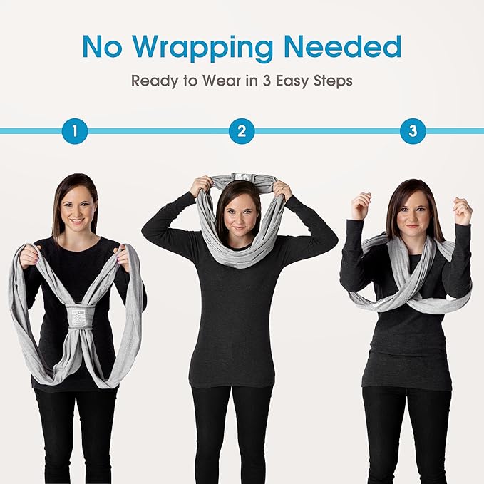 Original Baby K'tan Baby Carrier: #1 Easy Pre-Wrapped, Soft, Slip-On, No Rings, No Buckles | 5 in 1 Baby Sling Gift | The Best Hands Free Infant Wrap | Black | X-Large