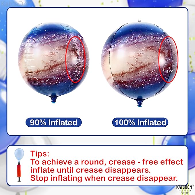 KatchOn, Big Galaxy Balloons - 22 Inch, Pack of 6, Earth Party Supplies | 360 Degree 4D Round Sphere Balloons for Space Themed Party Decorations | Planet Balloon for Outer Space Decorations