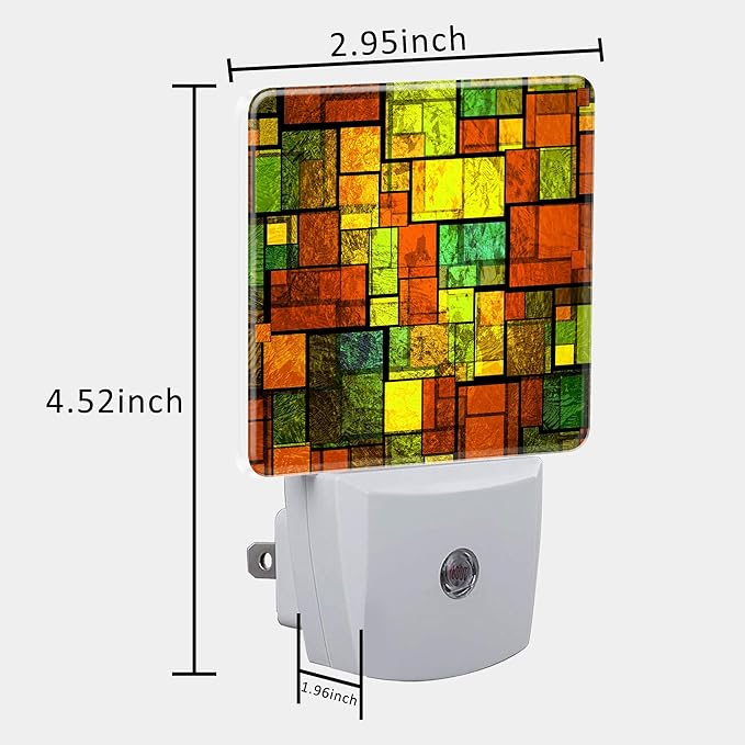 Night Light Plug into Wall Colorful Stained Glass Wall Night Light with Dusk to Dawn Sensor Night Light for Kid Girls Boys Women Men Room Decor, Hallway, Kitchen, Bathroom, Nursery, Stairs
